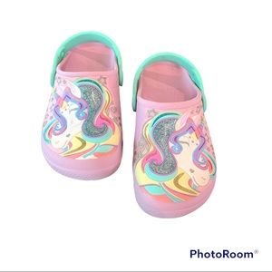 Unicorn glitter pink CROCS for kids size 13